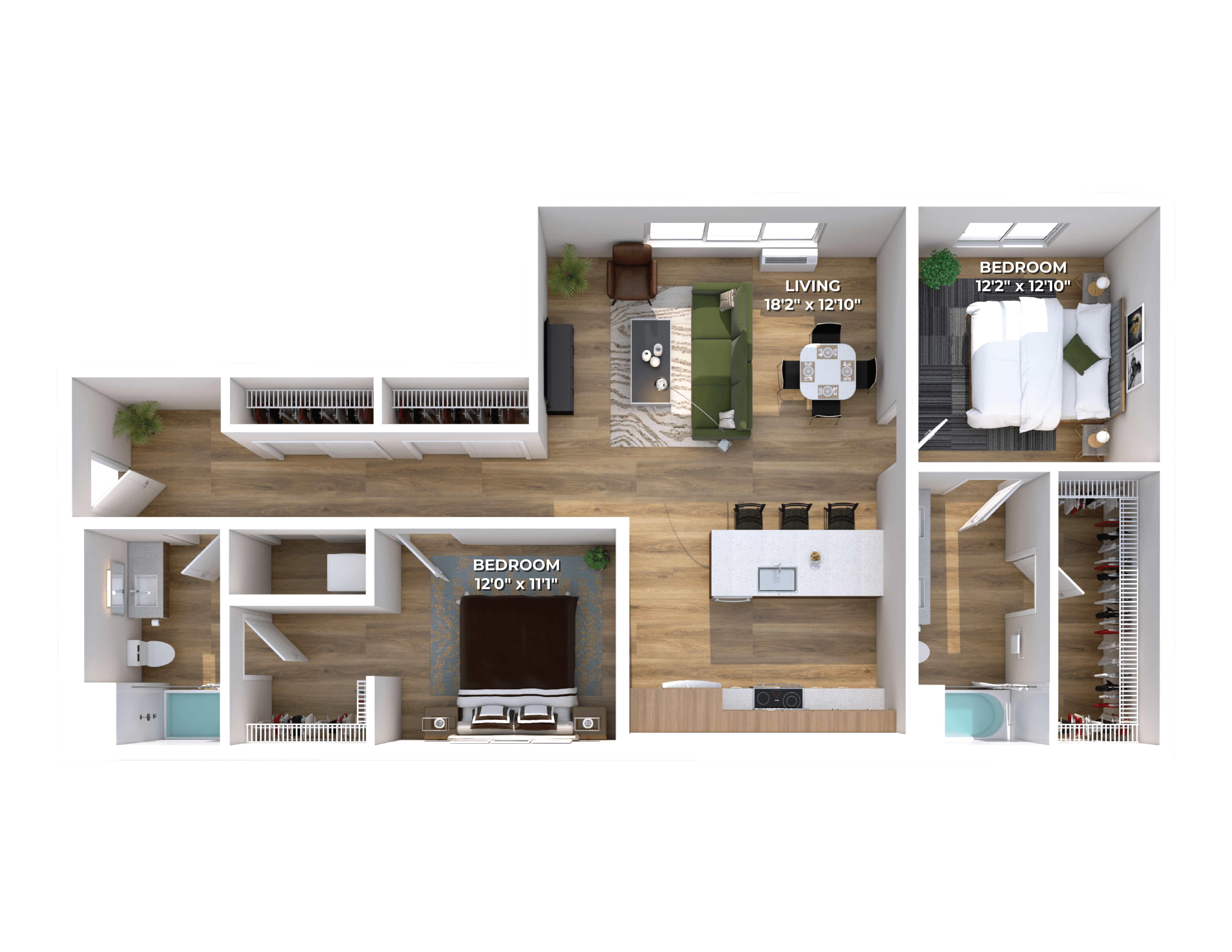 Floor plan layout diagram for Two Bedroom C2